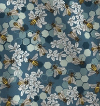 Load image into Gallery viewer, Blue Bees Satin Scrunchie