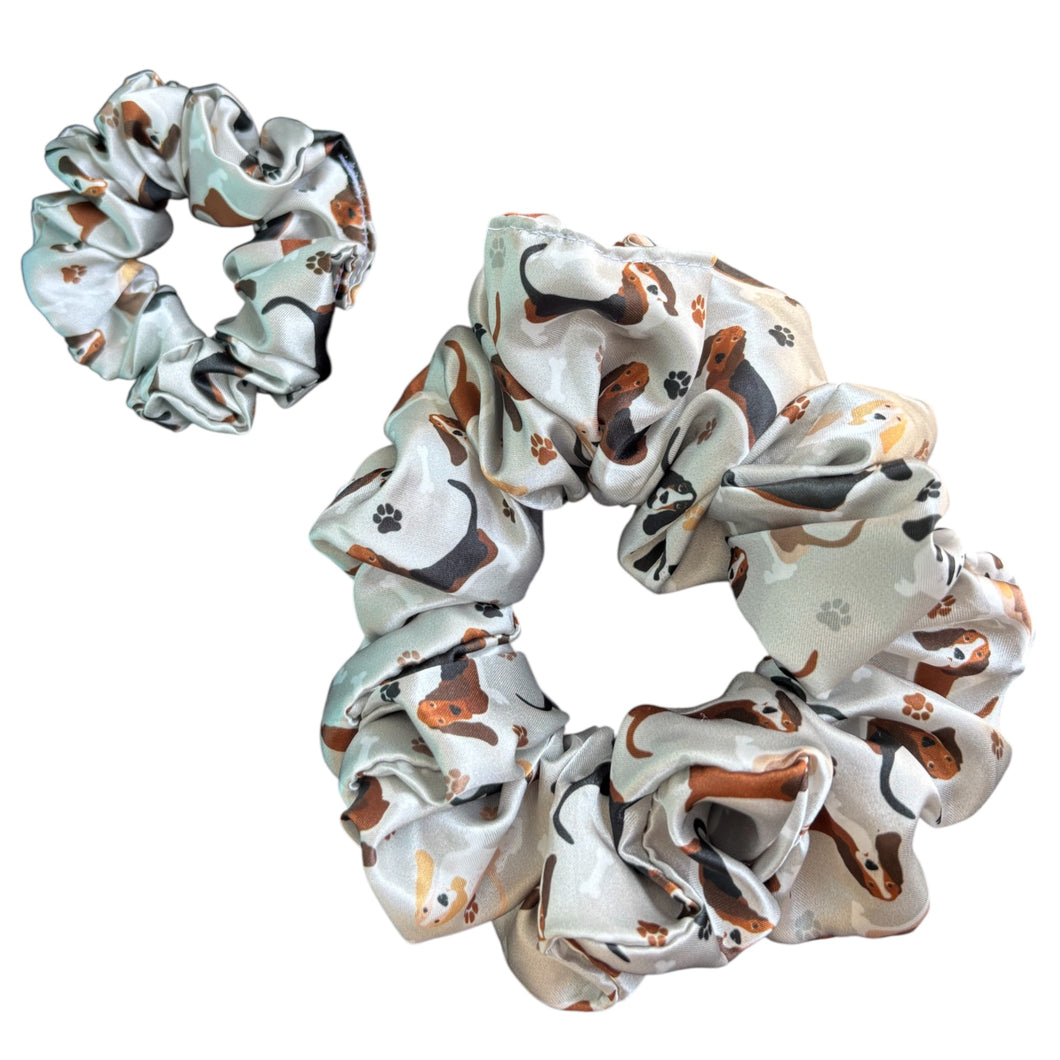 Basset Hound Satin Scrunchie