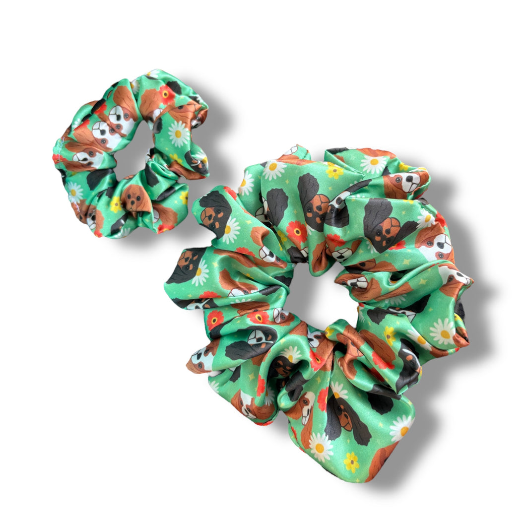 Floral Cavalier Satin Scrunchie