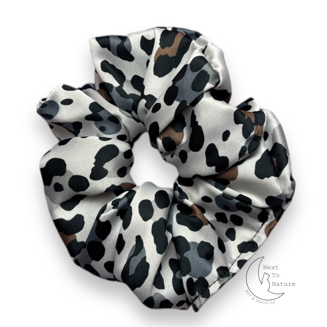 Snow Leopard print satin Scrunchie