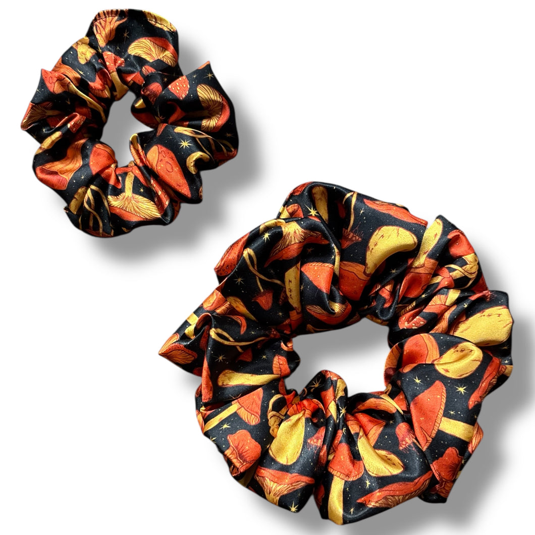Orange mushrooms Satin Scrunchie
